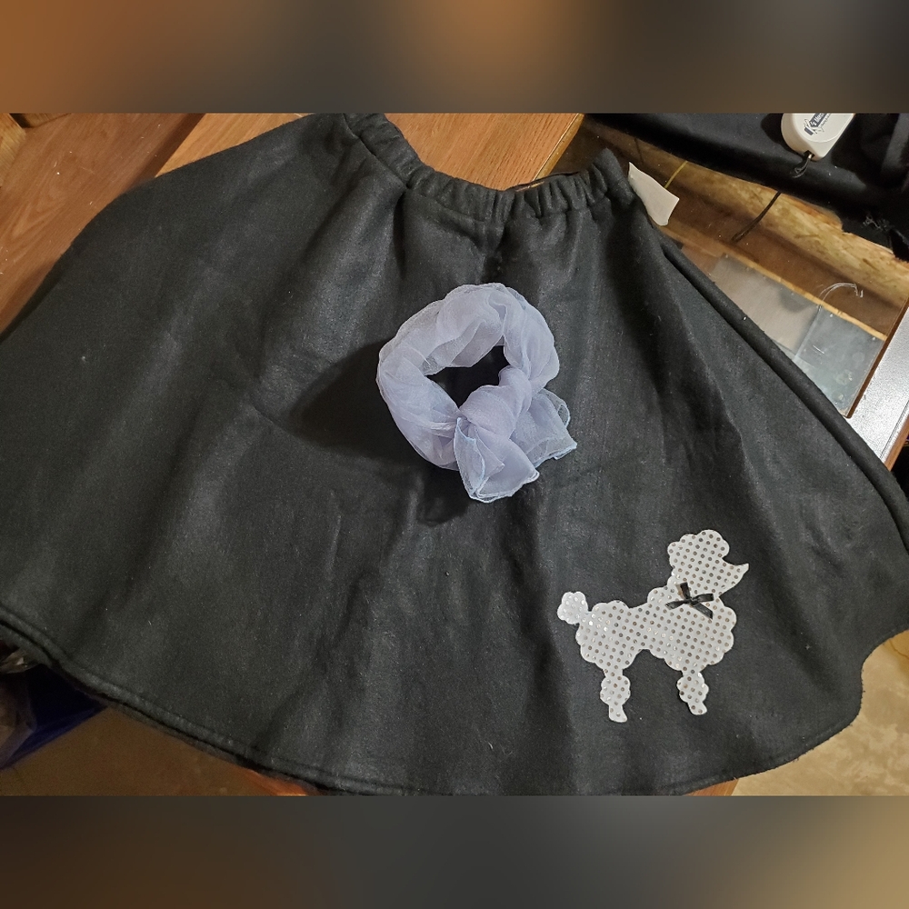 Black Skirt with Poodle Appliqué Child Size L